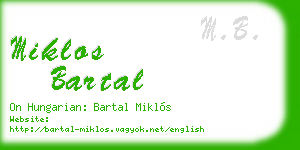 miklos bartal business card